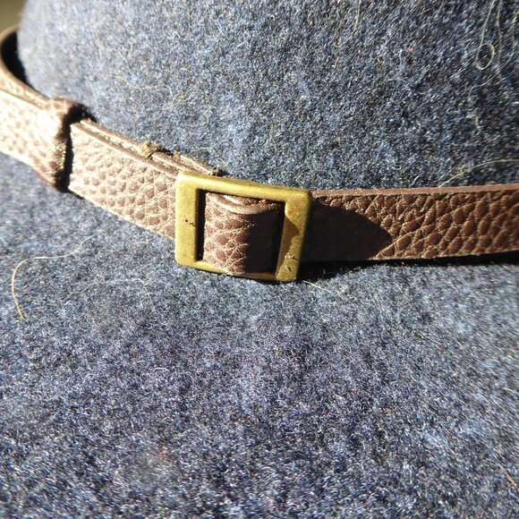 GAP Vintage 90s UNISEX 100% Wool Wide Brim Fedora Blue Sun Hat M/L - Picture 2 of 10